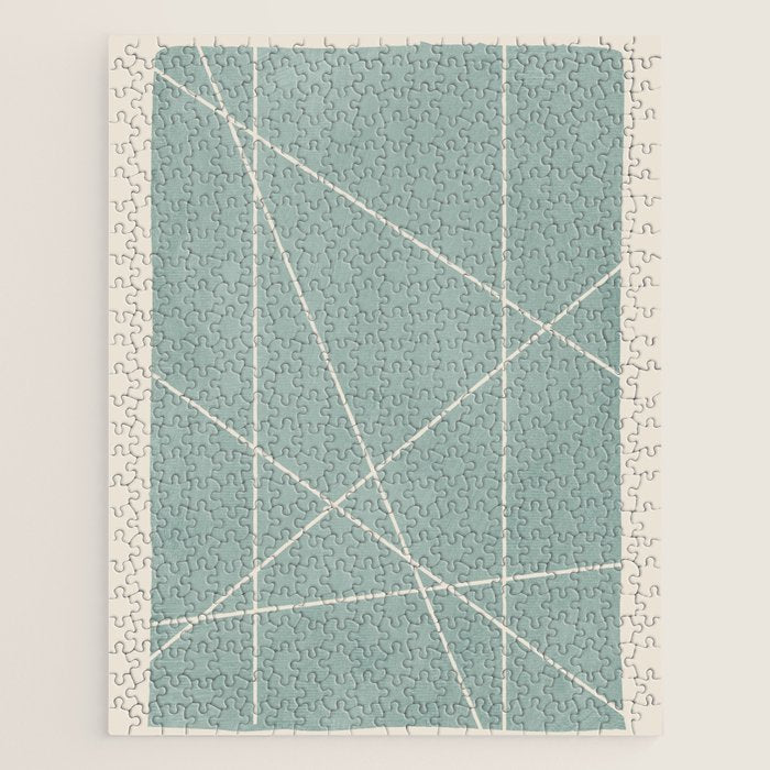 Light Green Line Art Minimalist Lines Simple Art Jigsaw Puzzle Gallery Image 1