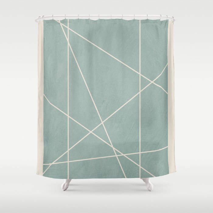 Light Green Line Art Minimalist Lines Simple Art Shower Curtain Gallery Image 1