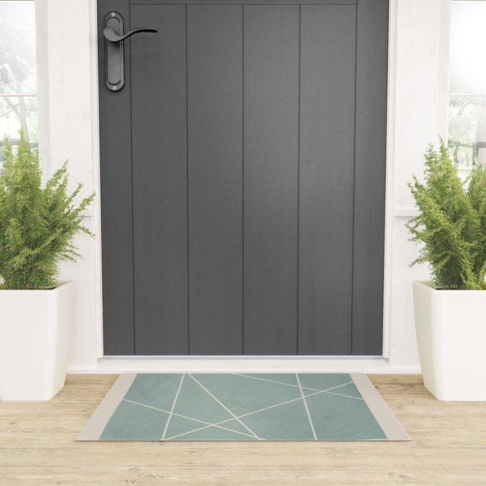 Light Green Line Art Minimalist Lines Simple Art Welcome Mat Gallery Image 3