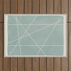 Light Green Line Art Minimalist Lines Simple Art Outdoor Rug Gallery Image 1