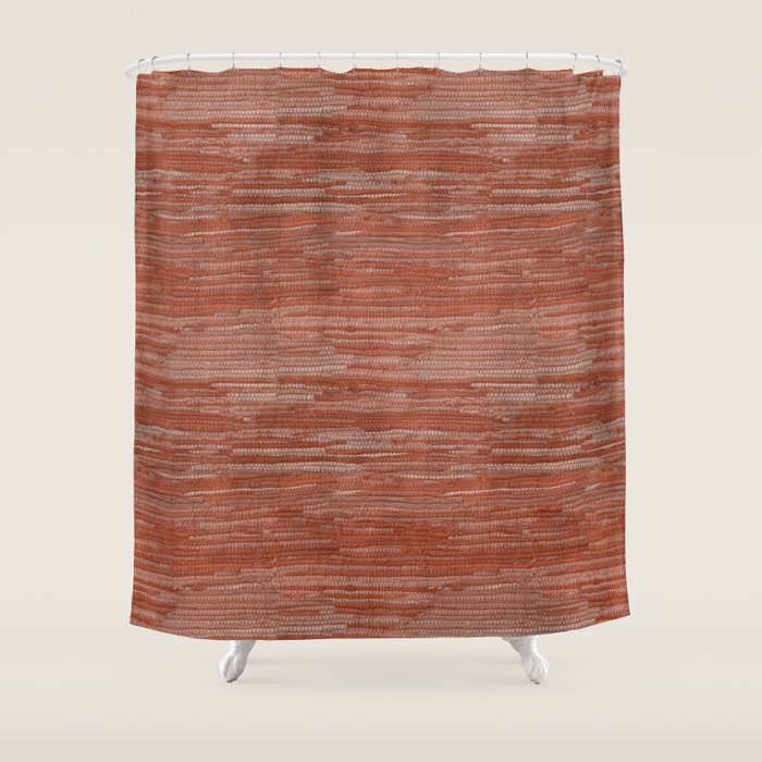 Old Market Textile in Faded Terracotta Shower Curtain Gallery Image 1