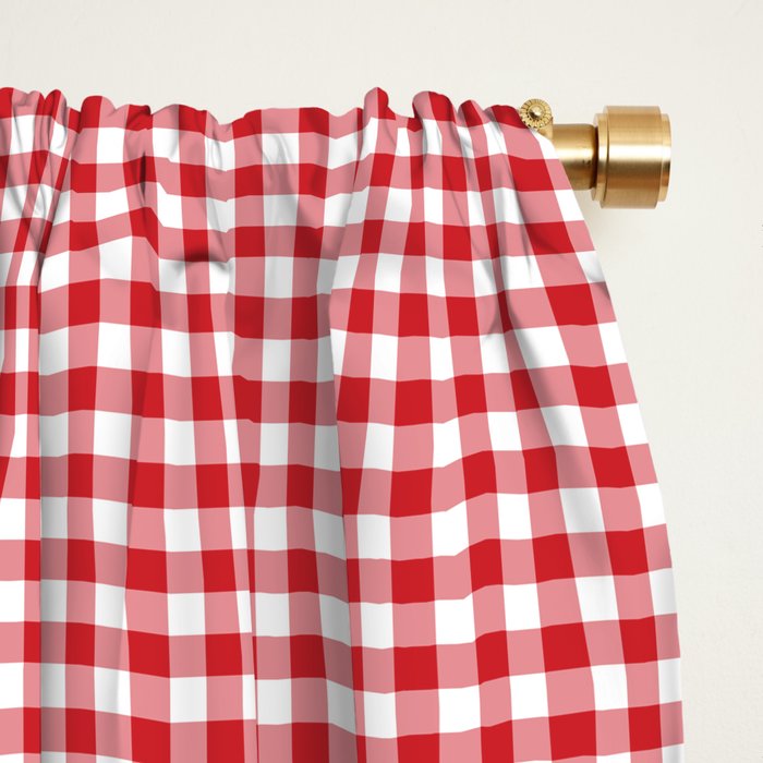 Red Scarlet Flame Gingham Check Window Curtain Gallery Image 2