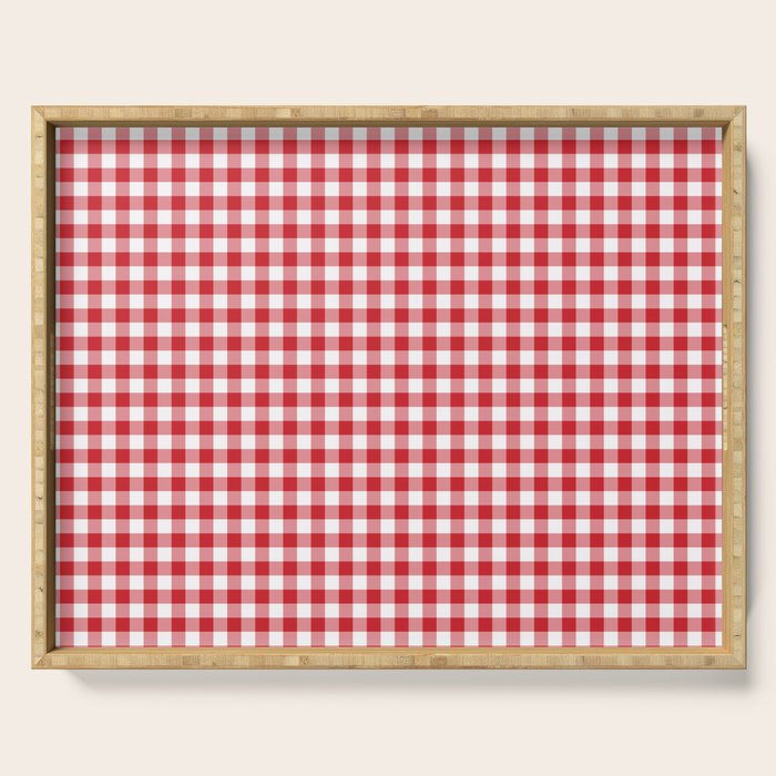 Red Scarlet Flame Gingham Check Serving Tray Gallery Image 1