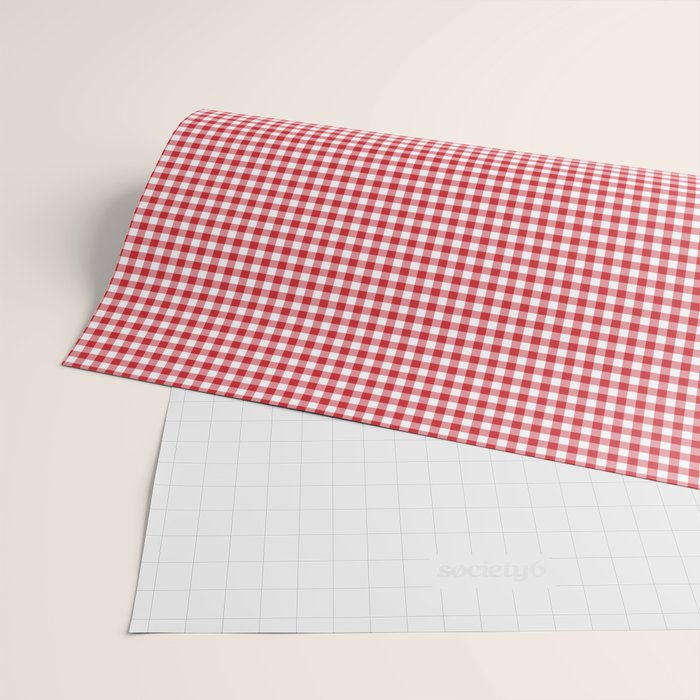 Red Scarlet Flame Gingham Check Wrapping Paper Gallery Image 2