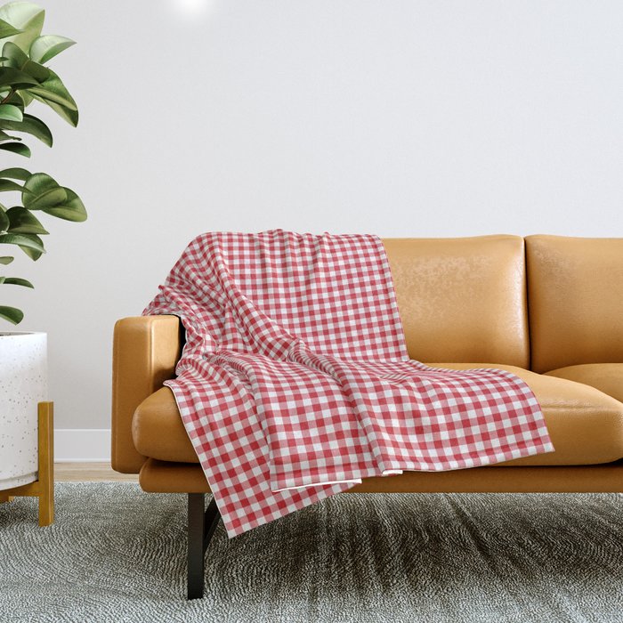 Red Scarlet Flame Gingham Check Throw Blanket Gallery Image 1