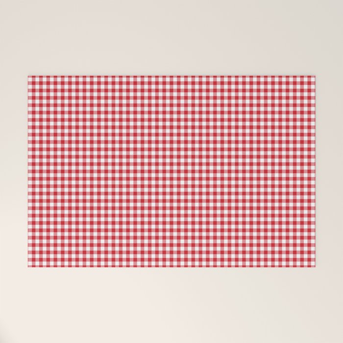 Red Scarlet Flame Gingham Check Welcome Mat Gallery Image 1