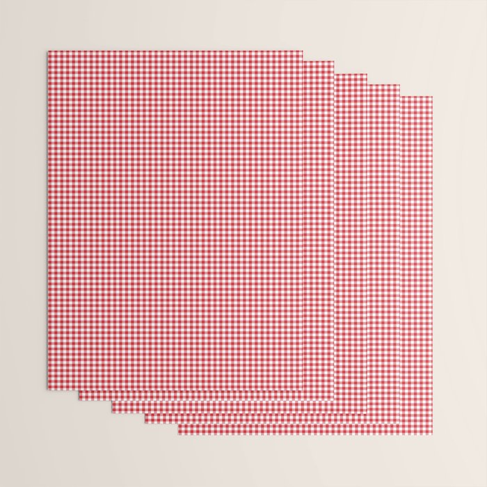 Red Scarlet Flame Gingham Check Wrapping Paper Gallery Image 3