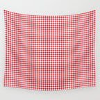 Red Scarlet Flame Gingham Check Wall Tapestry Gallery Image 4