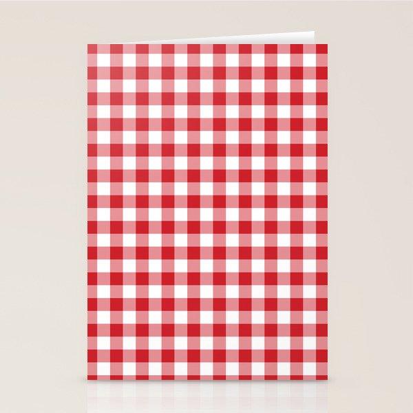 Red Scarlet Flame Gingham Check Stationery Card Gallery Image 1