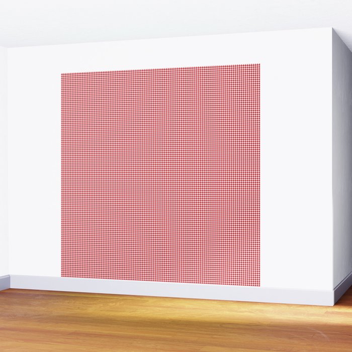 Red Scarlet Flame Gingham Check Wall Mural Gallery Image 2