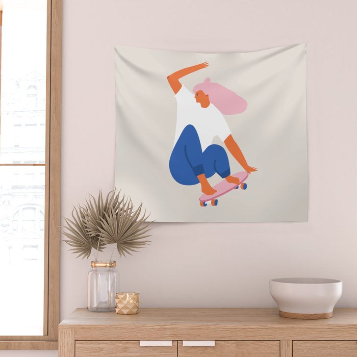 Skateboard girl Wall Tapestry Gallery Image 2