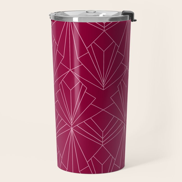 Art Deco in Raspberry Pink Travel Mug Gallery Image 2