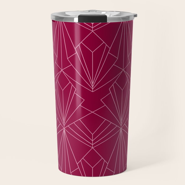 Art Deco in Raspberry Pink Travel Mug Gallery Image 1