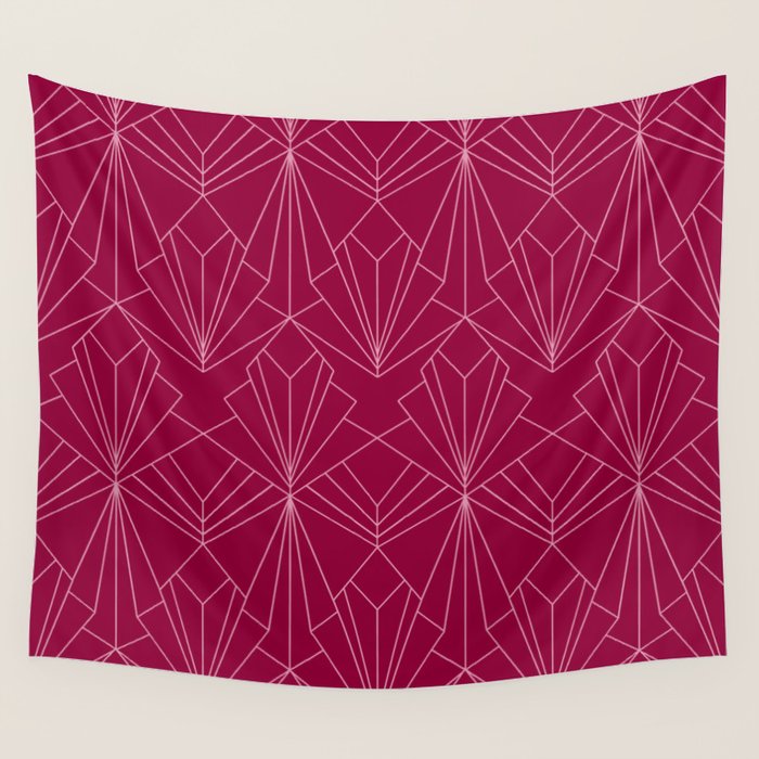 Art Deco in Raspberry Pink Wall Tapestry Gallery Image 4