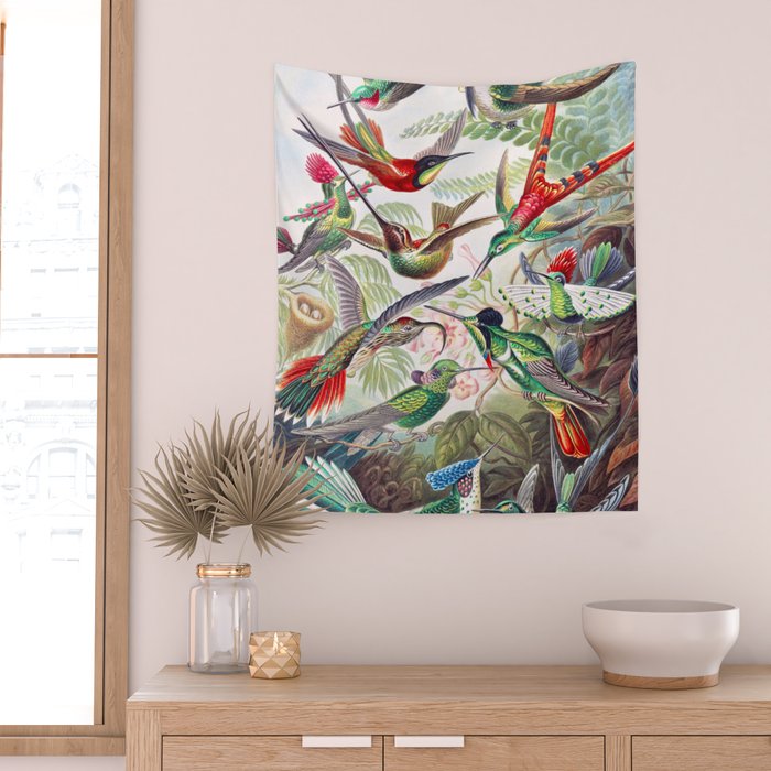 Beautiful colorful Hummingbirds from Art Forms of Nature (1904) landscape painting by Ernst Haeckel Wall Tapestry Gallery Image 2