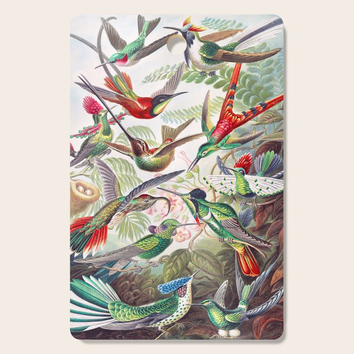 Beautiful colorful Hummingbirds from Art Forms of Nature (1904) landscape painting by Ernst Haeckel Cutting Board Gallery Image 1
