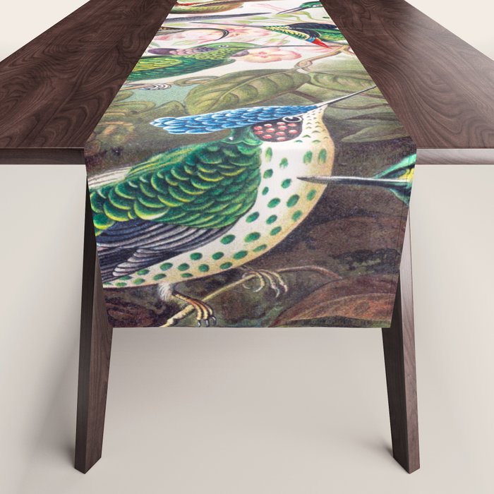 Beautiful colorful Hummingbirds from Art Forms of Nature (1904) landscape painting by Ernst Haeckel Table Runner Gallery Image 1
