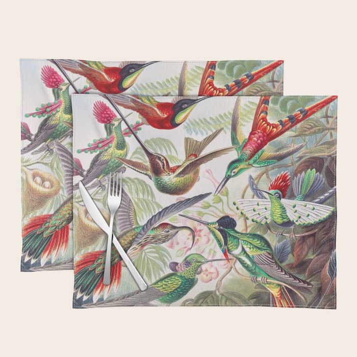 Beautiful colorful Hummingbirds from Art Forms of Nature (1904) landscape painting by Ernst Haeckel Placemat Gallery Image 1