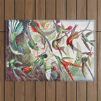 Beautiful colorful Hummingbirds from Art Forms of Nature (1904) landscape painting by Ernst Haeckel Outdoor Rug Gallery Image 1