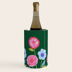 Folky Flowers in Bloom in Green & Pink Wine Chiller Gallery Image 2