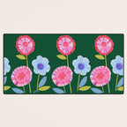 Folky Flowers in Bloom in Green & Pink Desk Mat Gallery Image 3