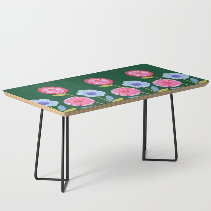 Folky Flowers in Bloom in Green & Pink Coffee Table Gallery Image 1