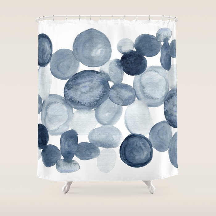 Pebbles Watercolor Abstract Shower Curtain Gallery Image 1