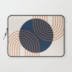 Mid Century Modern Geometric 162 Sun Rainbow abstract in Navy Blue Orange Laptop Sleeve Gallery Image 1