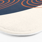 Mid Century Modern Geometric 162 Sun Rainbow abstract in Navy Blue Orange Bath Mat Gallery Image 3