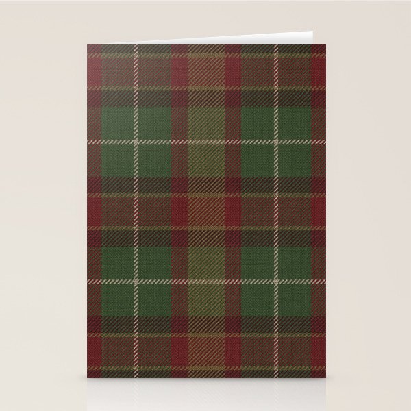 Burgundy Green Classic Plaid Stationery Card Gallery Image 1