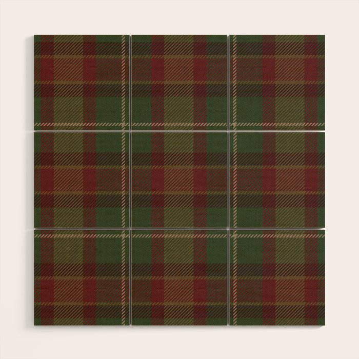 Burgundy Green Classic Plaid Wood Wall Art Gallery Image 1