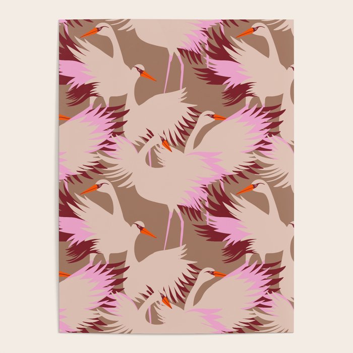 FARM FOLK SWAN Inspired by PANTONE 17 1230 Mocha Mousse Poster Gallery Image 4