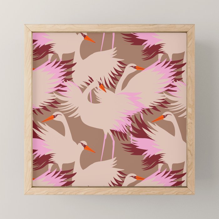 FARM FOLK SWAN Inspired by PANTONE 17 1230 Mocha Mousse Mini Art Print Gallery Image 1