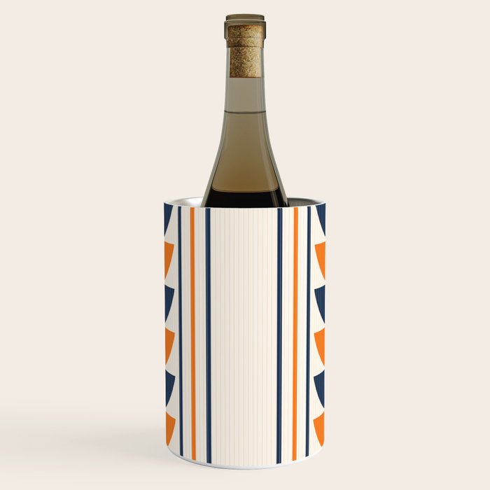 Abstract Shapes 76 in Orange and Navy Blue (Moon Phase Geometric Abstraction) Wine Chiller Gallery Image 1
