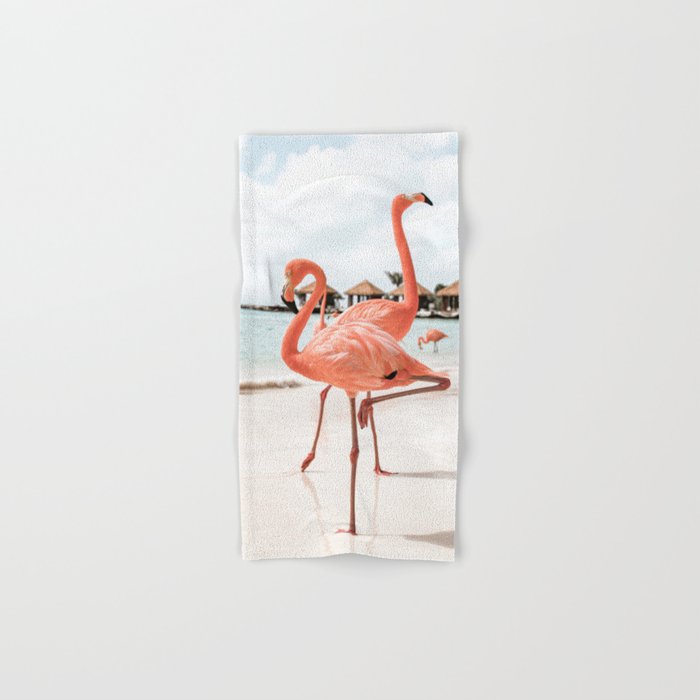 Pink Flamingos On Aruba Island Art Photo | Caribbean Beach Wall Print | Tropical Travel Photography Bath Towel Gallery Image 1