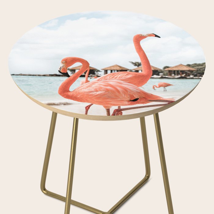 Pink Flamingos On Aruba Island Art Photo | Caribbean Beach Wall Print | Tropical Travel Photography Side Table Gallery Image 2