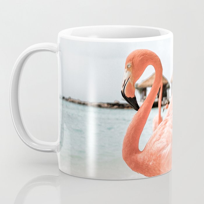 Pink Flamingos On Aruba Island Art Photo | Caribbean Beach Wall Print | Tropical Travel Photography Coffee Mug Gallery Image 3