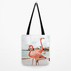 Pink Flamingos On Aruba Island Art Photo | Caribbean Beach Wall Print | Tropical Travel Photography Tote Bag Gallery Image 2