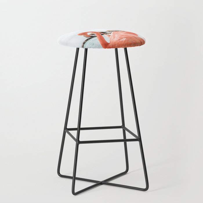 Pink Flamingos On Aruba Island Art Photo | Caribbean Beach Wall Print | Tropical Travel Photography Stool Gallery Image 1