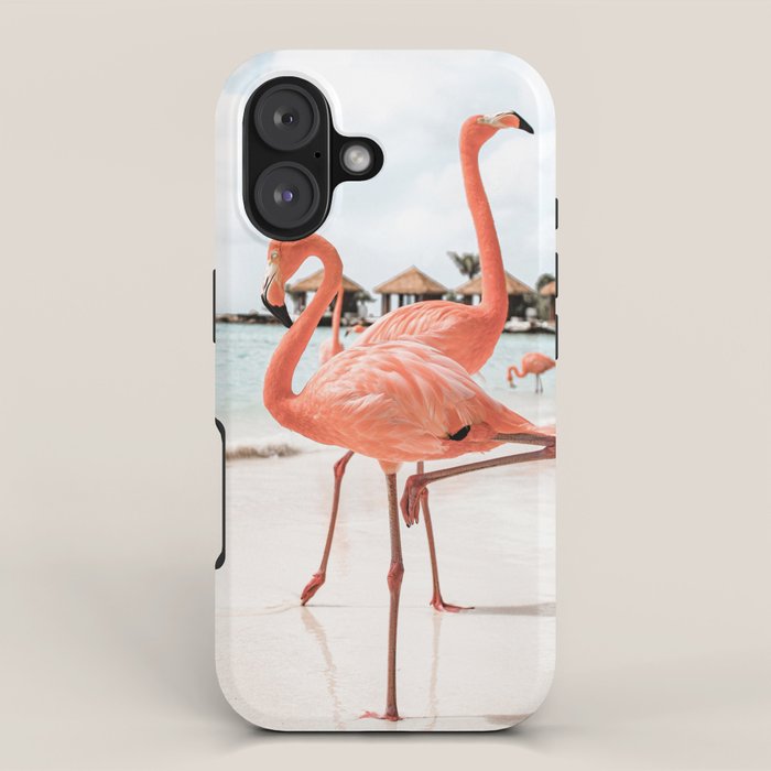 Pink Flamingos On Aruba Island Art Photo | Caribbean Beach Wall Print | Tropical Travel Photography iPhone Case Gallery Image 1