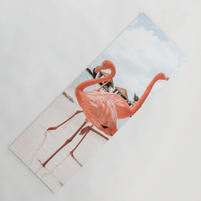 Pink Flamingos On Aruba Island Art Photo | Caribbean Beach Wall Print | Tropical Travel Photography Yoga Mat Gallery Image 1