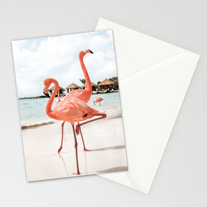 Pink Flamingos On Aruba Island Art Photo | Caribbean Beach Wall Print | Tropical Travel Photography Stationery Card Gallery Image 2