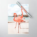 Pink Flamingos On Aruba Island Art Photo | Caribbean Beach Wall Print | Tropical Travel Photography Wrapping Paper Gallery Image 1