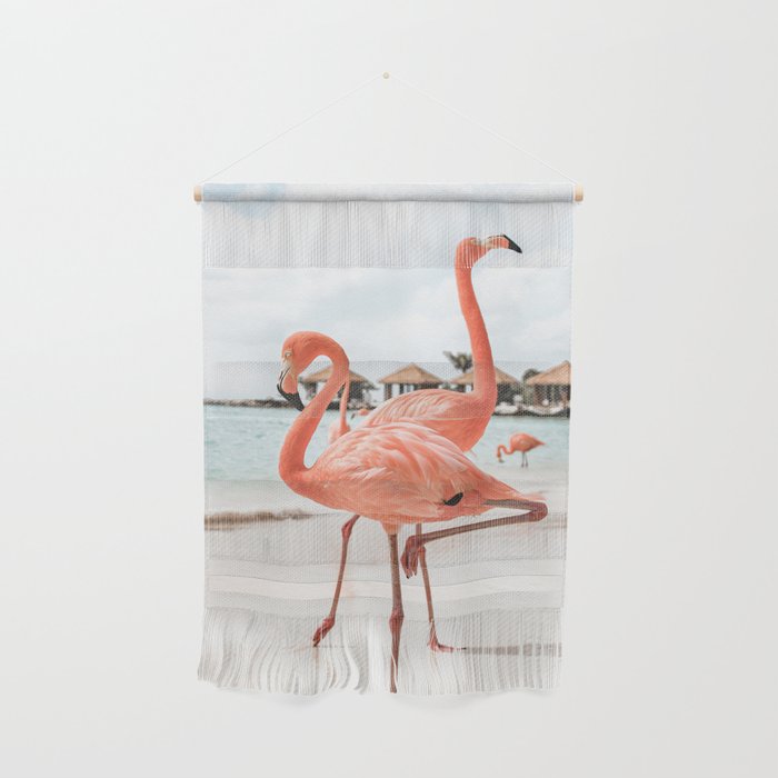 Pink Flamingos On Aruba Island Art Photo | Caribbean Beach Wall Print | Tropical Travel Photography Wall Hanging Gallery Image 1