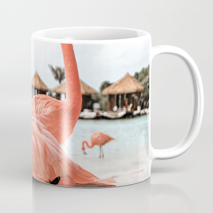 Pink Flamingos On Aruba Island Art Photo | Caribbean Beach Wall Print | Tropical Travel Photography Coffee Mug Gallery Image 1