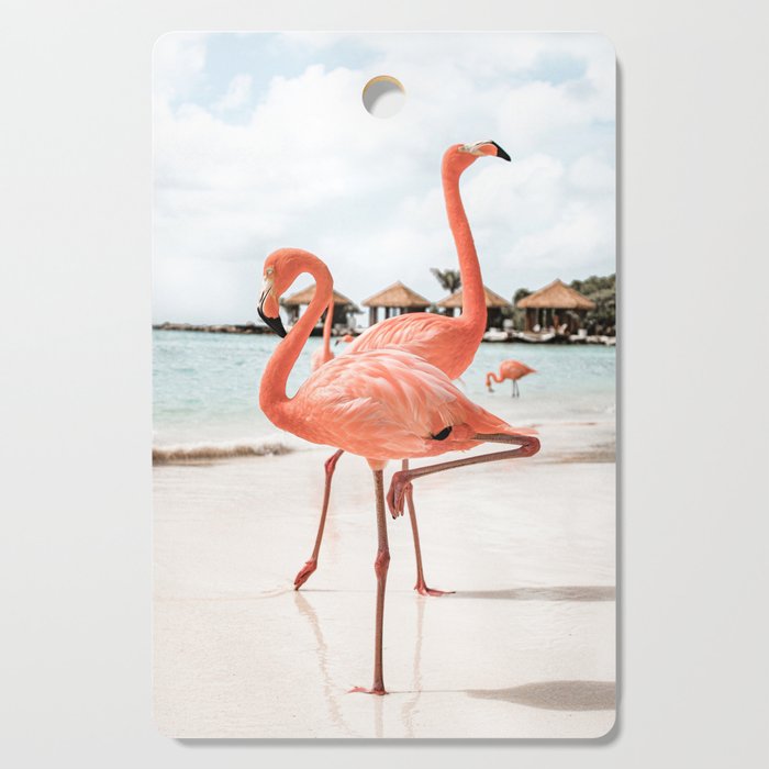 Pink Flamingos On Aruba Island Art Photo | Caribbean Beach Wall Print | Tropical Travel Photography Cutting Board Gallery Image 1