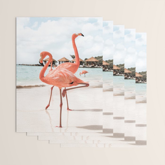 Pink Flamingos On Aruba Island Art Photo | Caribbean Beach Wall Print | Tropical Travel Photography Wrapping Paper Gallery Image 3