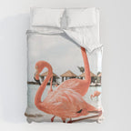 Pink Flamingos On Aruba Island Art Photo | Caribbean Beach Wall Print | Tropical Travel Photography Duvet Cover Gallery Image 6