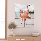 Pink Flamingos On Aruba Island Art Photo | Caribbean Beach Wall Print | Tropical Travel Photography Wall Tapestry Gallery Image 2