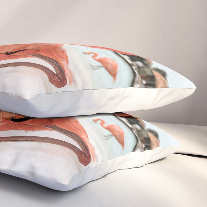 Pink Flamingos On Aruba Island Art Photo | Caribbean Beach Wall Print | Tropical Travel Photography Pillow Sham Gallery Image 3
